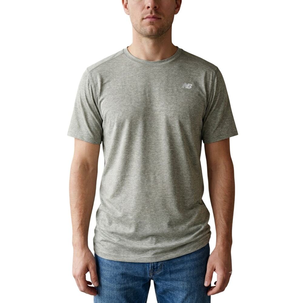 New Balance Crewneck T-Shirt Tee Chest Logo Heather Gray Men's Size XL